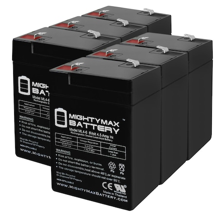 Mighty Max Battery Sealed Lead Acid Battery, 6 V, 4.5 AH, F1 Terminal, SLA, AGM Chemistry ML4-6MP689